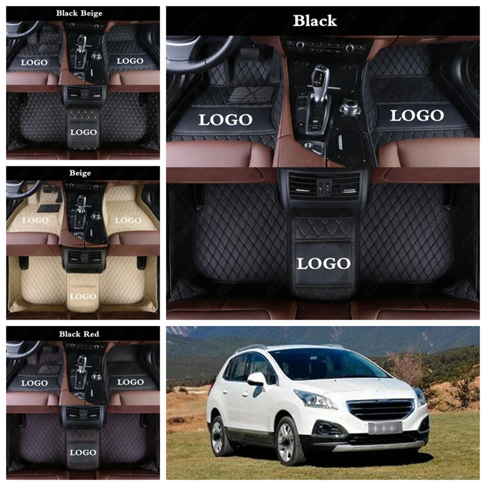 

Waterproof Leather Car Floor Mats Sedan Foot Rug for Peugeot 308 206 508 301 408 2008 207 3008 RCZ 307 Sw 607 407 4008 5008 2008