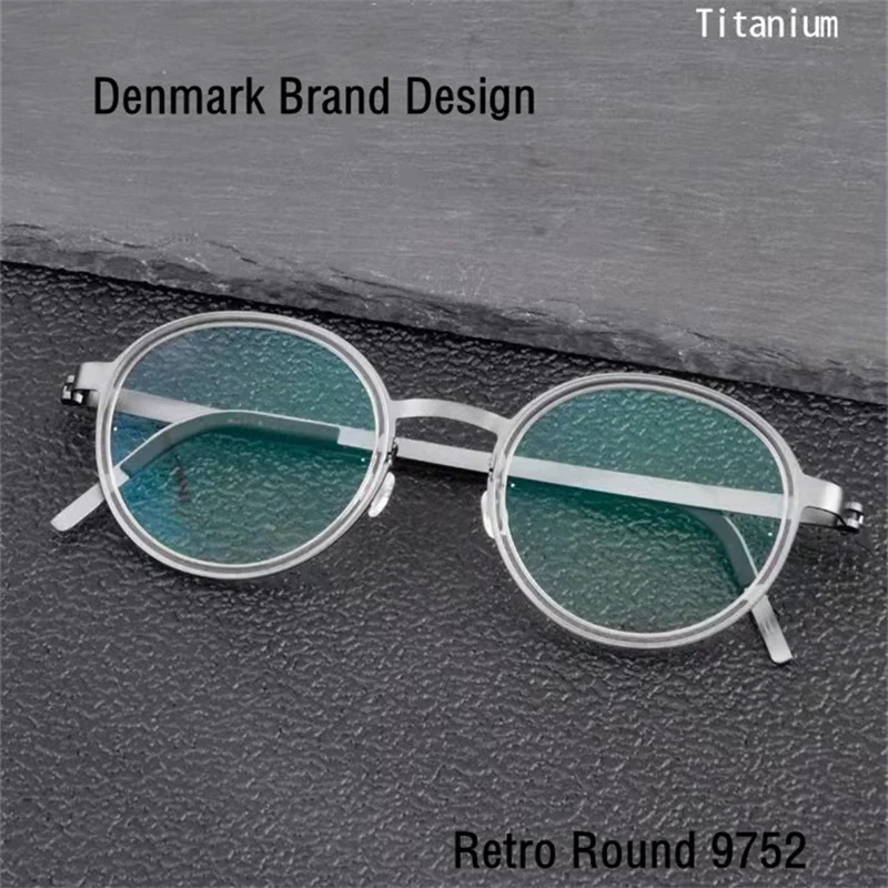 

Denmark Brand Ultralight Glasses Round Titanium Prescription Frame Men Women Screwless 9752 Eyeglasses Blue Light Spectacles