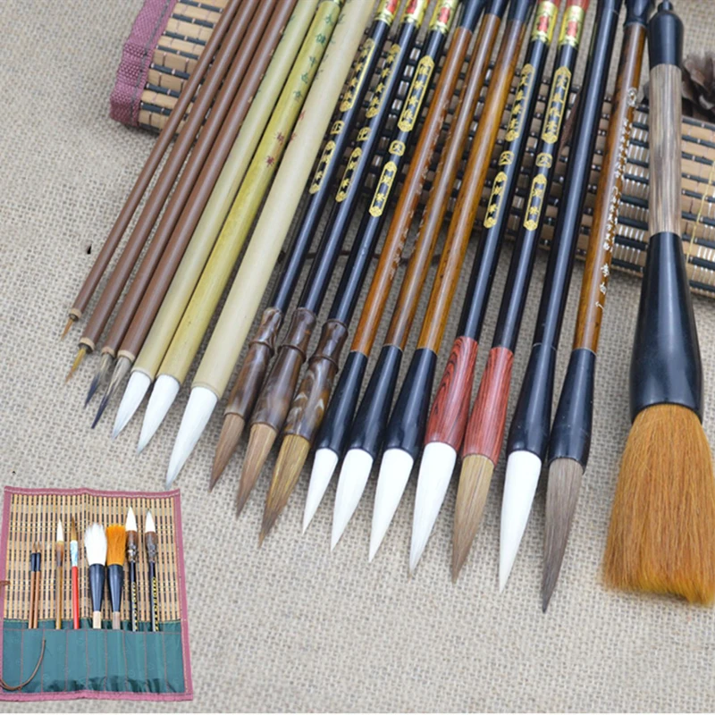 14/18 Piece Set of High Quality Chinese Calligraphy Brush Set Wolf Hair Brush Hook Line Pen Student School Art Painting Supplies