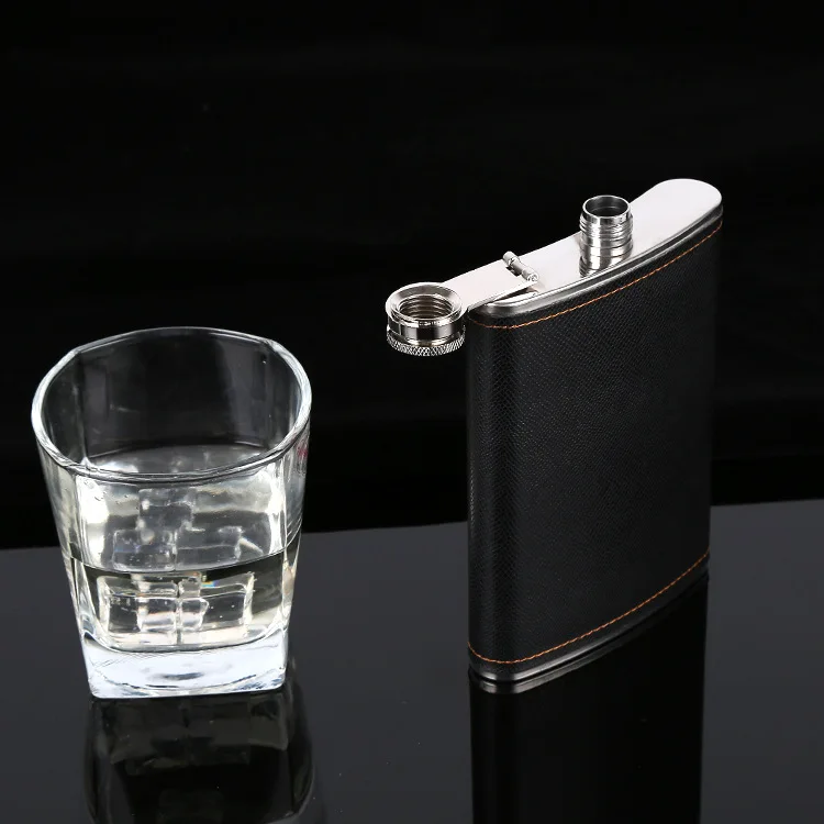 9oz Whisky Cups Liquor Flagon 304 Stainless Steel Alcohol Vodka Bottle Pu Wrapping Hip Flask Gift набор для виски