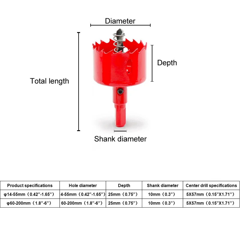 1Pcs 14-200mm M42 Drilling Hole Saw Cutting Kit Opener Drill Bit Cutter Holesaw for Aluminum Iron Stainless Steel Plate