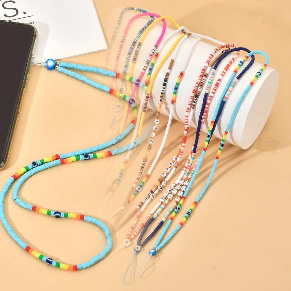 ZMZY Neue Handgemachte Perlen Liebe Telefon Kette DIY Anhänger Handy Kette Anti-verloren Handgemachte Ton Schnur Lanyard Frauen Schmuck