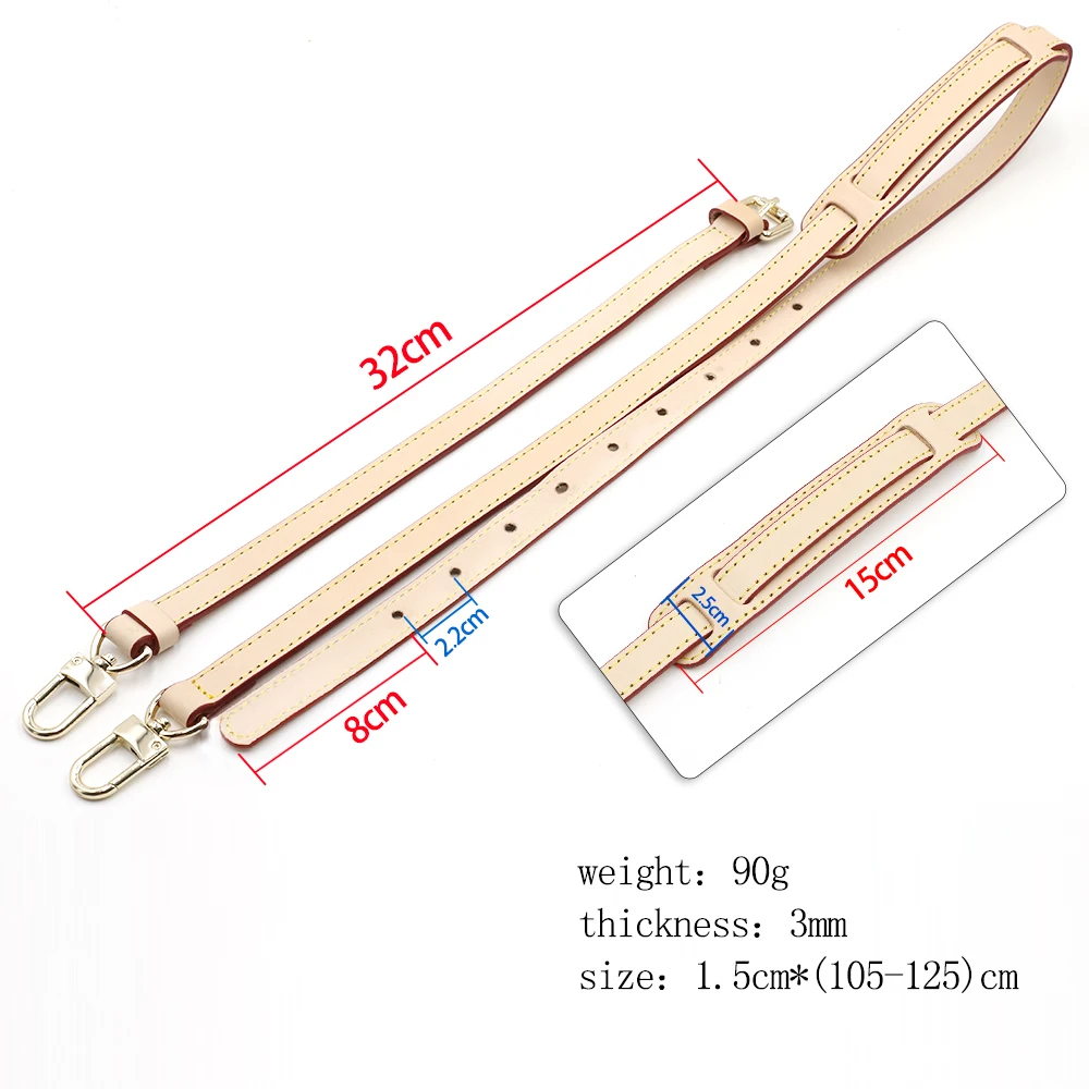 Genuine Leather Adjustable Bag Strap with Pad Handle Handbag Shoulder Strap Replacement for Women Bag Accessories 1.5*105-125cm