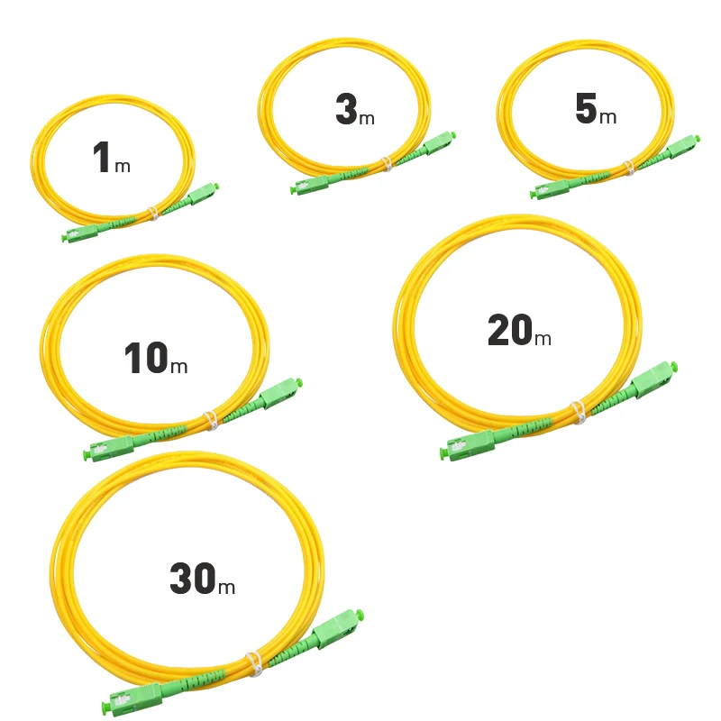 SC APC to SC APC Singlemode Simplex PVC Fiber Optic Patch Cord 3.0mm 9/125um FTTH Fiber Patch Cord Optical Jumper 3m 5m 10m 30m