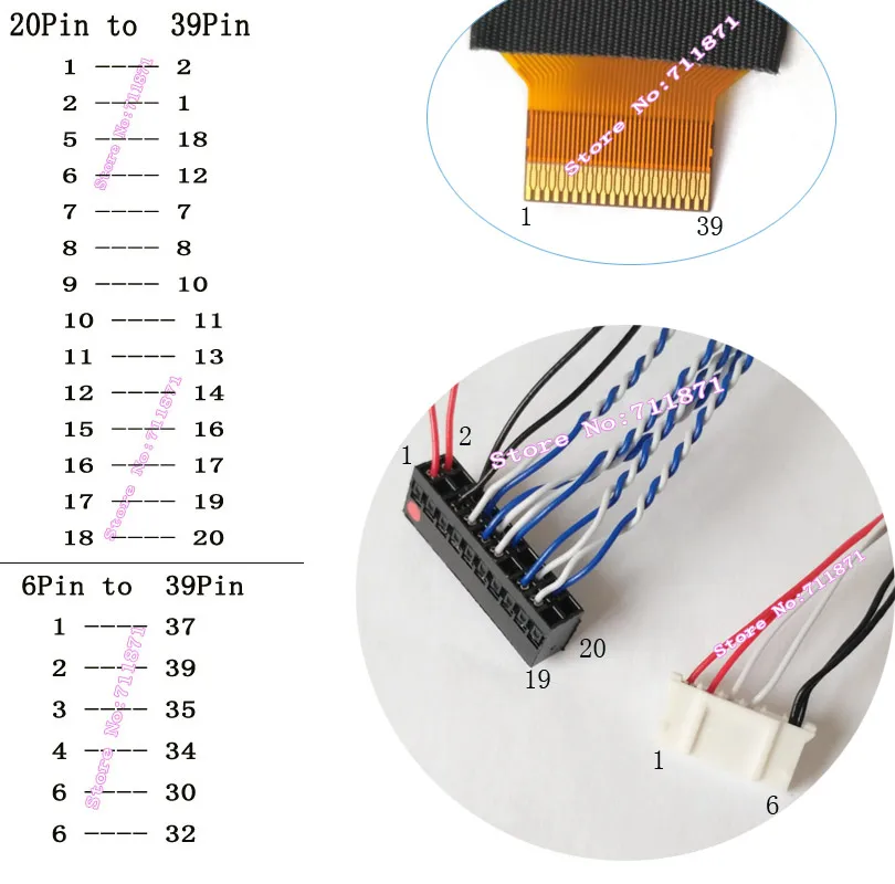 0.3 Pitch 39P 39Pin N070ICG-LD1 Screen Cable Line 39P FFC FPC LVDS 1Ch 8Bit Screen Line Cable 39P FPC FFC LVDS Screen Wire Cord
