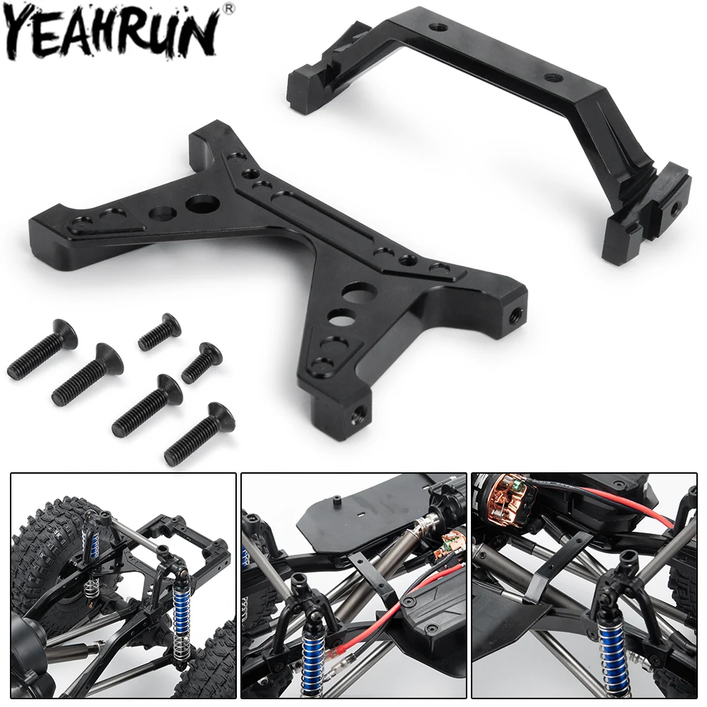 YEAHRUN RC samochód przedni tylny dolny Shock Mount Brace aluminiowa podstawka montażowa do 1/10 Axial SCX10 II 90046 części zamienne