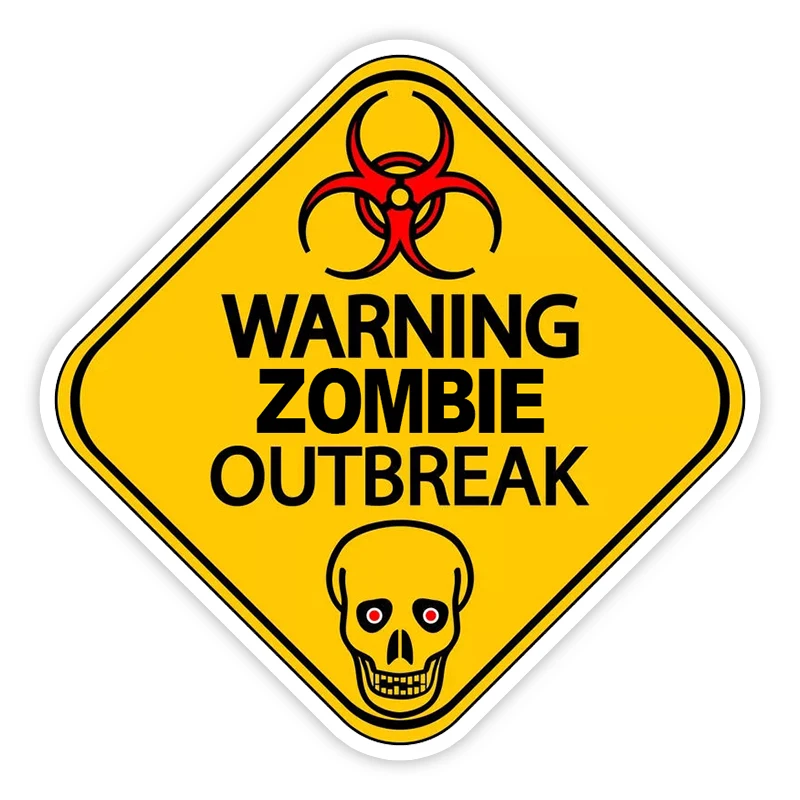 

Warning Zombie Outbreak 13 cm/17 cm Self-adhesive Decal Car Sticker Waterproof Auto Decors on Bumper Rear Window Laptop #S40673