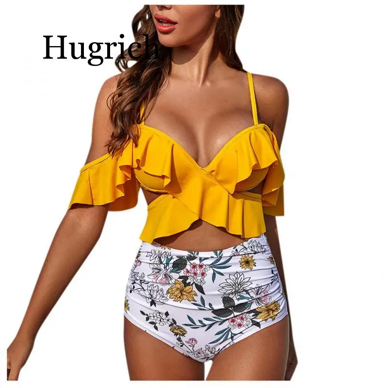 

2020 Women High Waist Underwear Female Retro Lingerie Set Ladies Sexy Ruffled Trim Solid Color Sexy Mujer