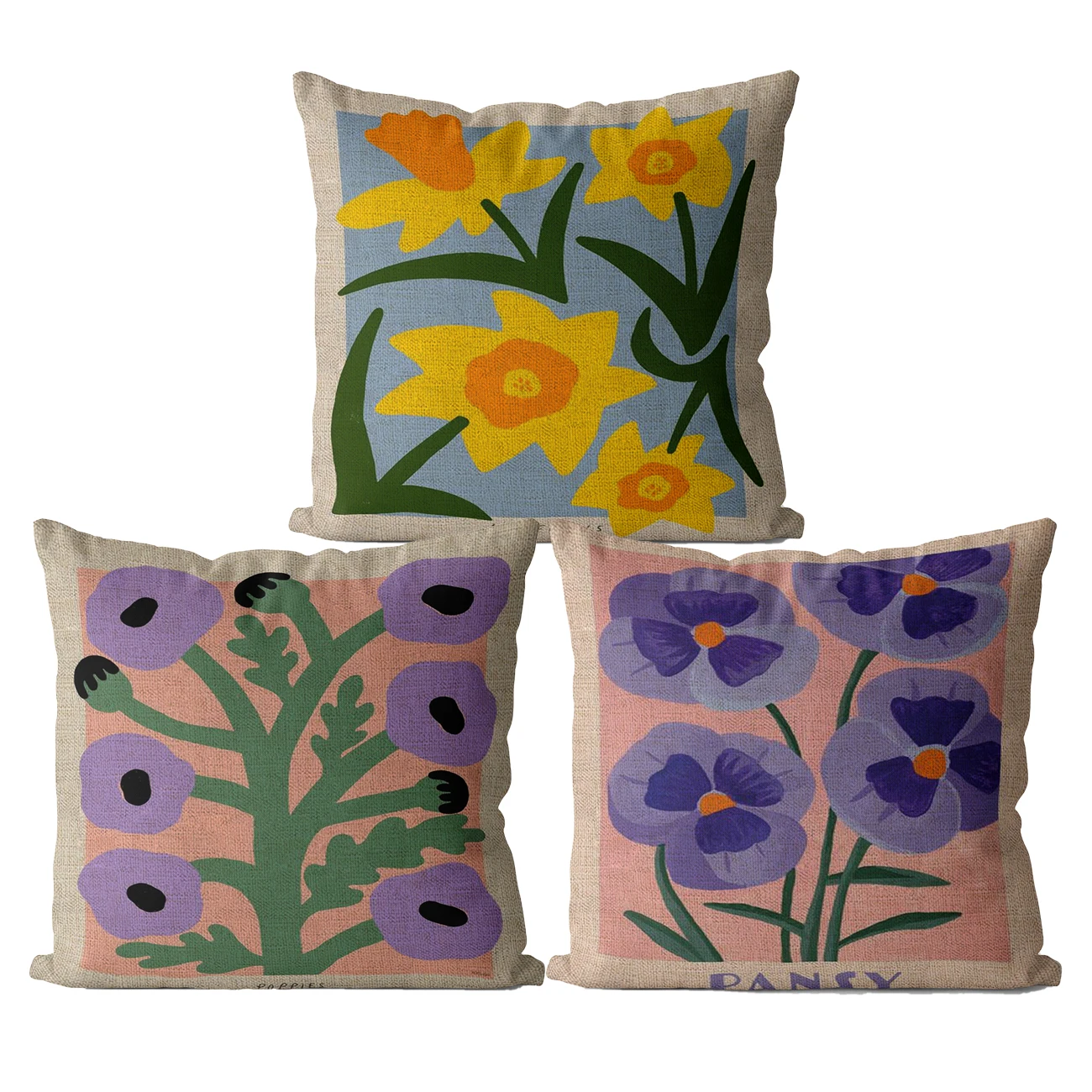 

Яркий цветочный принт симпатичная льняная наволочка Kawaii домашний декор квадратная наволочка для украшения комнаты