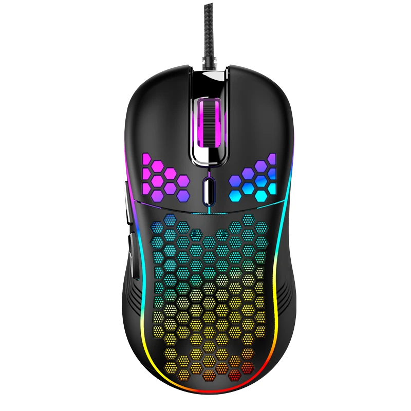 Highend Lightweight RGB Gaming Mouse 7200DPI Honeycomb Shell Ergonomic Mice with Ultra Weave Cable For Computer Gamer PC Desktop