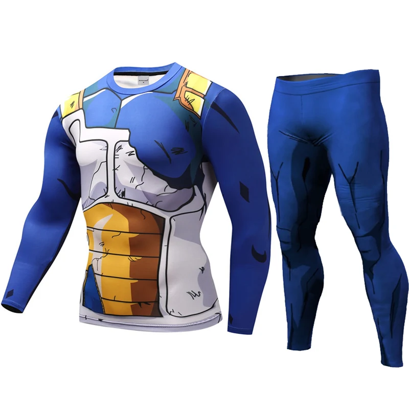 Vege 3D Printed Pattern Suits Compression shirt Men Sweat pants Skinny Legging tights Trousers Male Goku Costume Long t-shirts