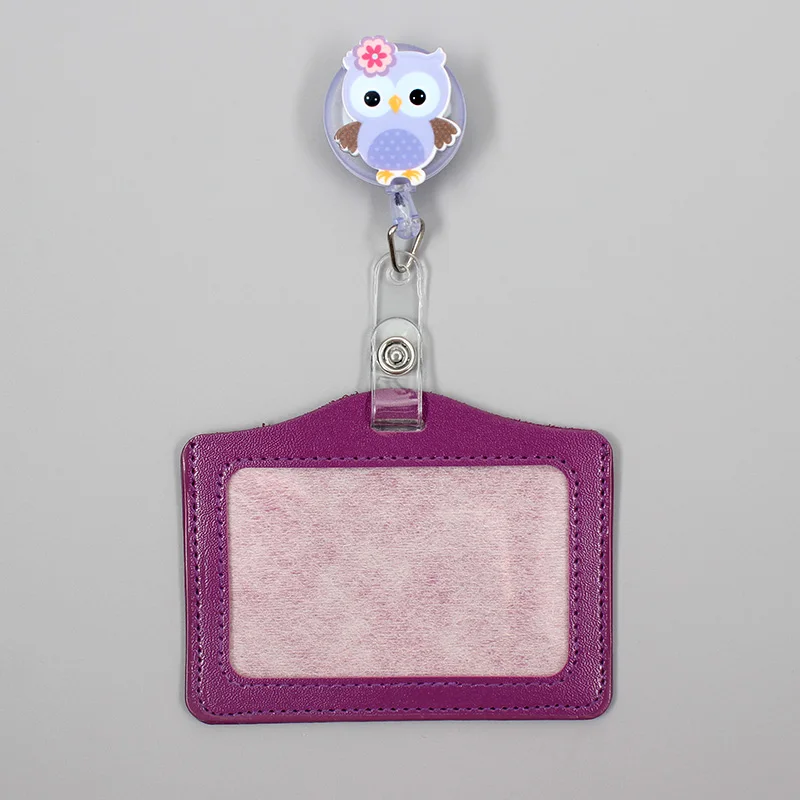 Cartoon Cute Owl Retractable Badge Holder Reel Exhibition Enfermera Student Boy Name Card Girl Hospital Office Chest  Cross Card