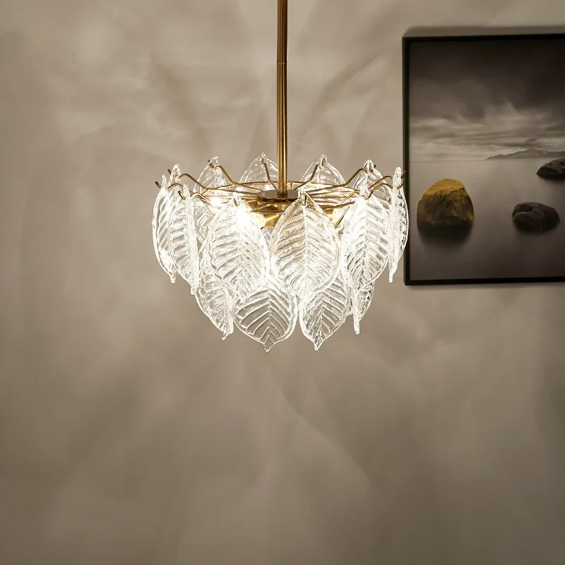 

Luxury modern chandelier lighting living room bedroom glass light fixture home decoration leaf lamps