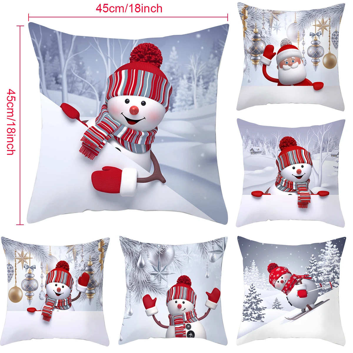 Merry Christmas Cushion Cover Christmas Decorations for Home 2023 Christmas Ornaments Xmas Navidad Gifts Happy New Year 2024