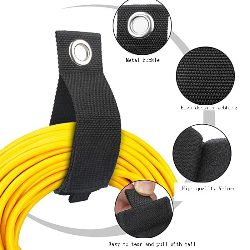 Reusable Self-Adhesive Buckle  Heavy Duty Extension Cord Holder Organizer Hook Loop Storage Strap for House Basement RV Garage