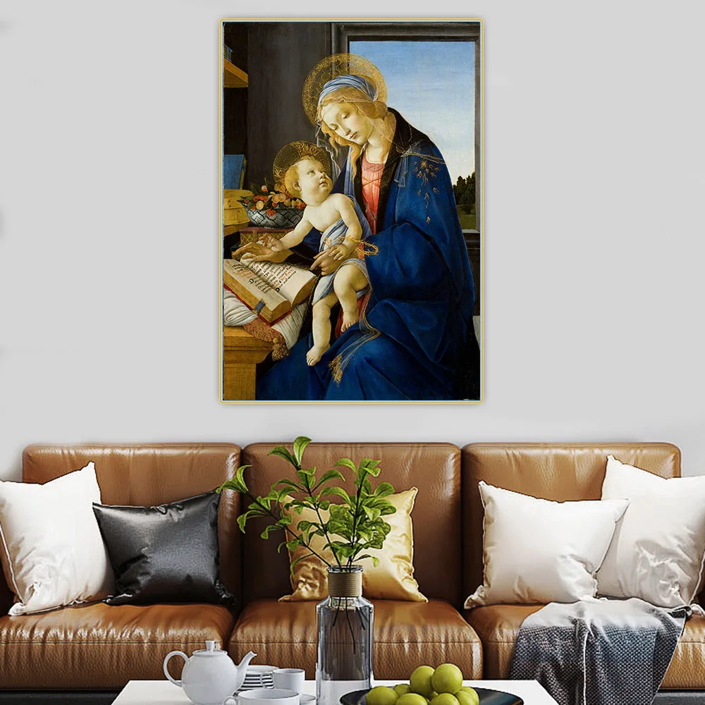 Citon Sandro Botticelli《The Madonna of the Book》Canvas Oil Painting Artwork Poster Picture Wall Background Decor Home Decoration