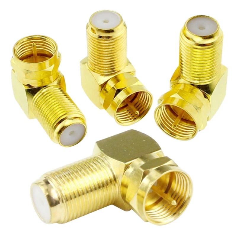 A9LC 90 Degree Coaxial Connector 2-Pack F Type Right Angle Male to Female RF Coax Cable Adapter for Satellite Receiver