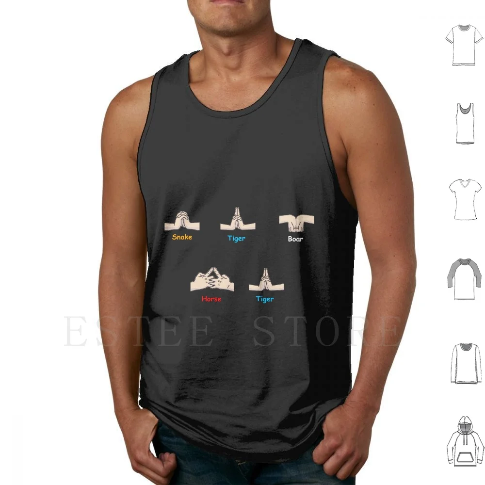 Katon Goukakyuu No Jutsu-Hand Seals. Tank Tops Vest Sleeveless Sasuke Jutsu Katon Goukakyuu No Style Anime Cartoon White