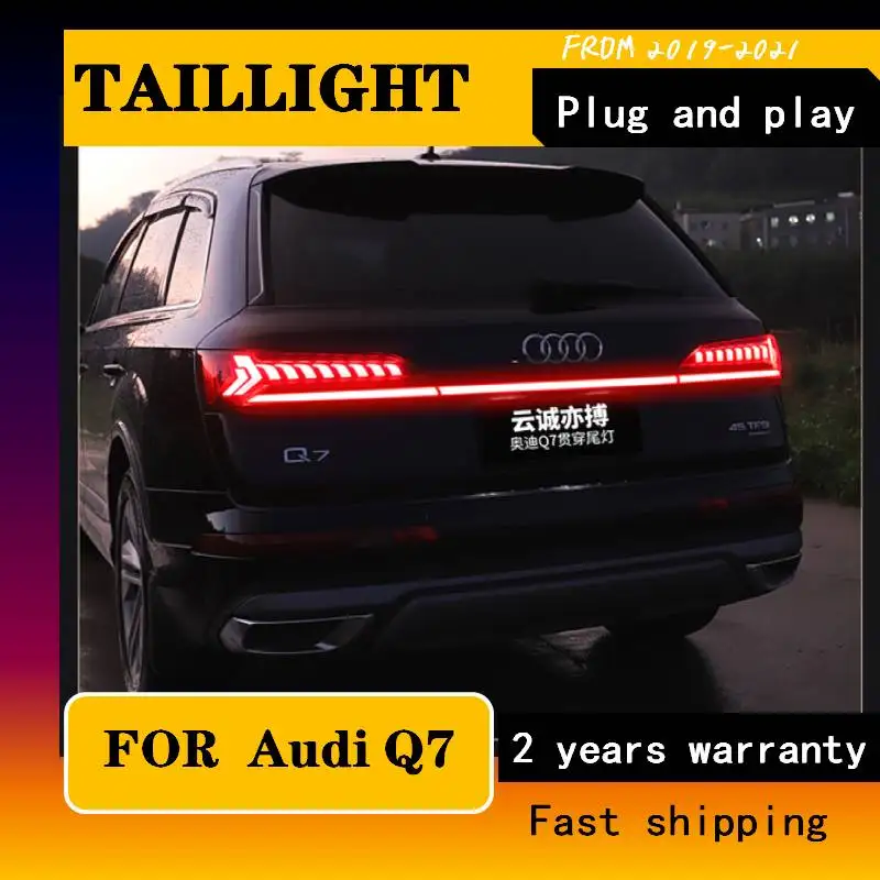 Suitable For 2019-2020 Audi Q7 Rear Taillight Decorative Bright Strip Through Taillight Black Samurai Modification Accessories