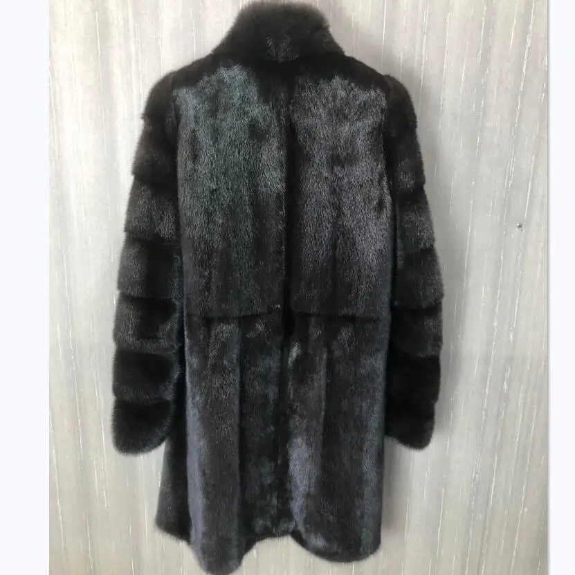 Women\'s Genuine Natural Mink Fur Coat with Detachable Sleeves, Long Warm Coat, European Winter Fashion, New, 2023