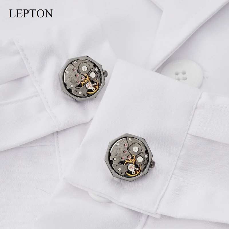 Vintage Steampunk Watch Cufflinks for Men Fashion Accessory Immovable Wedding Groom Anniversary Birthday Perfect Gift