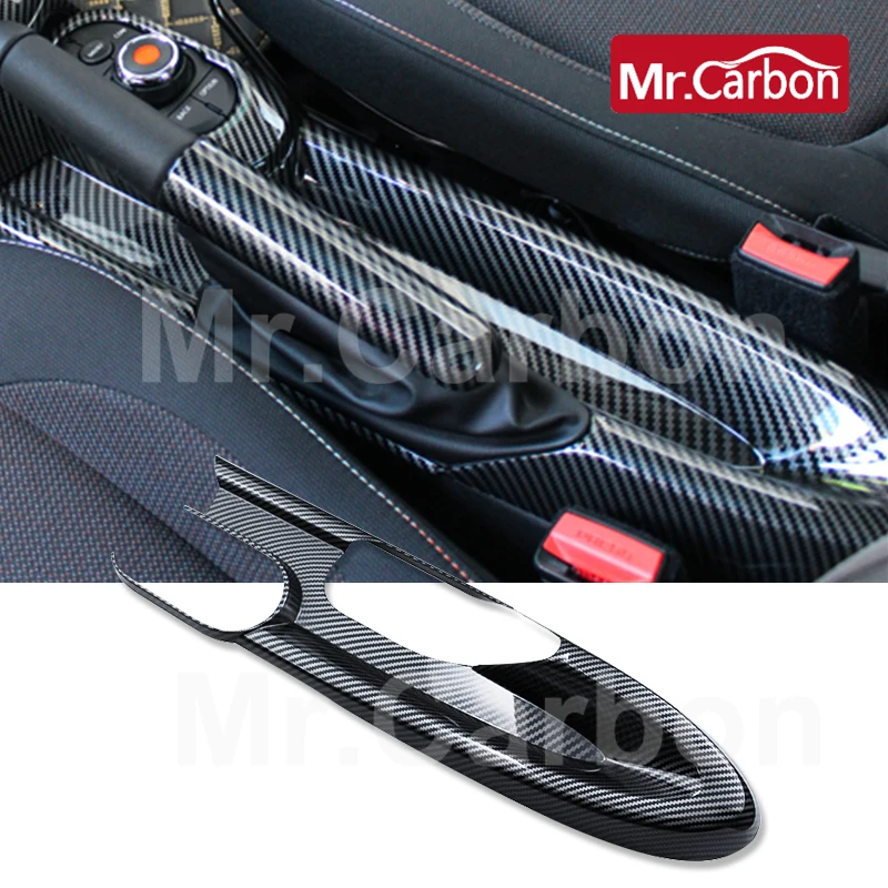 1Pcs Car gear lever panel ABS Plastic Decorative Cover Carbon Style Protective Sticker For BMW MINI ONE JCW COOPER S F55 F56 F57