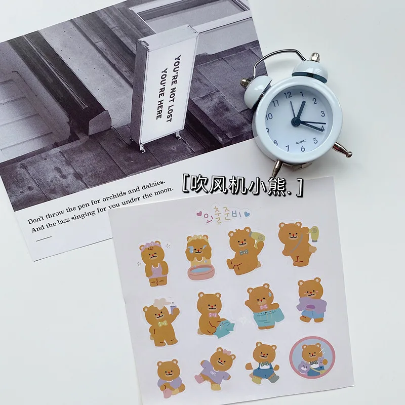 Ins Cartoon Bear Expression Cute Stickers Seal Paster Mobile Phone Notebook Diy Creative Decorative Sticker Student Stationery