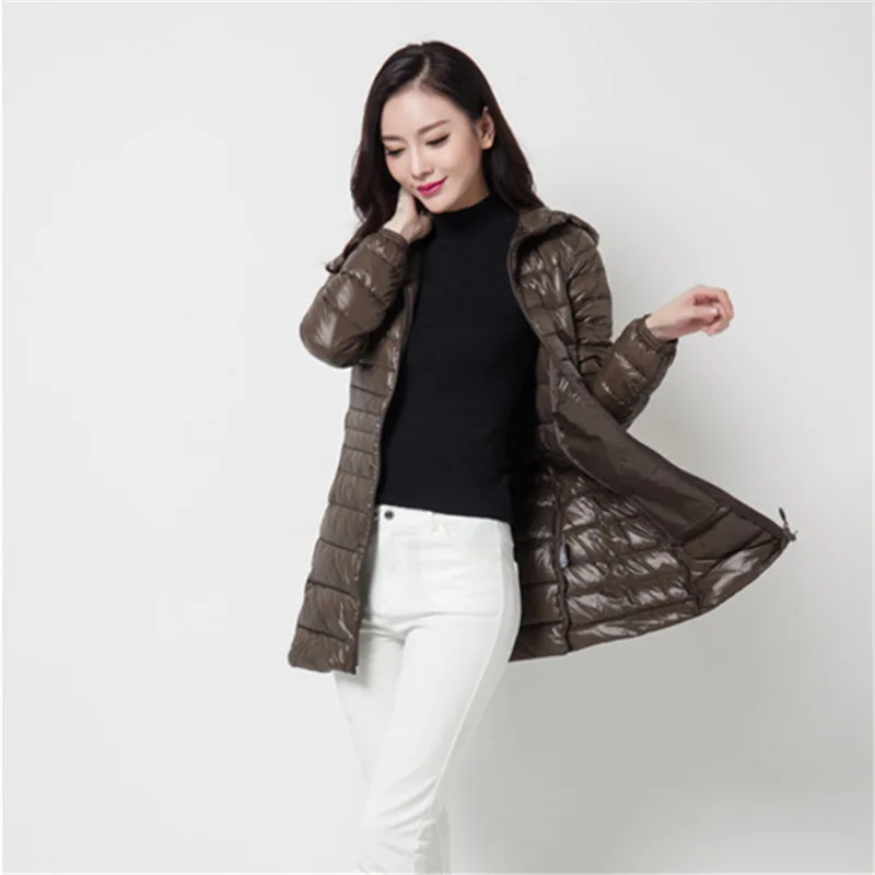 0-10 ℃   ผู้หญิงเป็ดลงเสื้อแจ็คเก็ต WARM Feather Quilted Coat Hooded ULTRA LIGHT Jacket Parkas PUFFY ฤดูหนาวลงเสื้อแจ็คเก็ตสําหรับสตรี