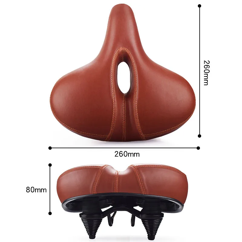 Men Women Bicycle Seat Big Butt Leather Cycling Saddle Mountain Bike Accessories Shock Absorber Spring Thicken Wide Soft Cushion