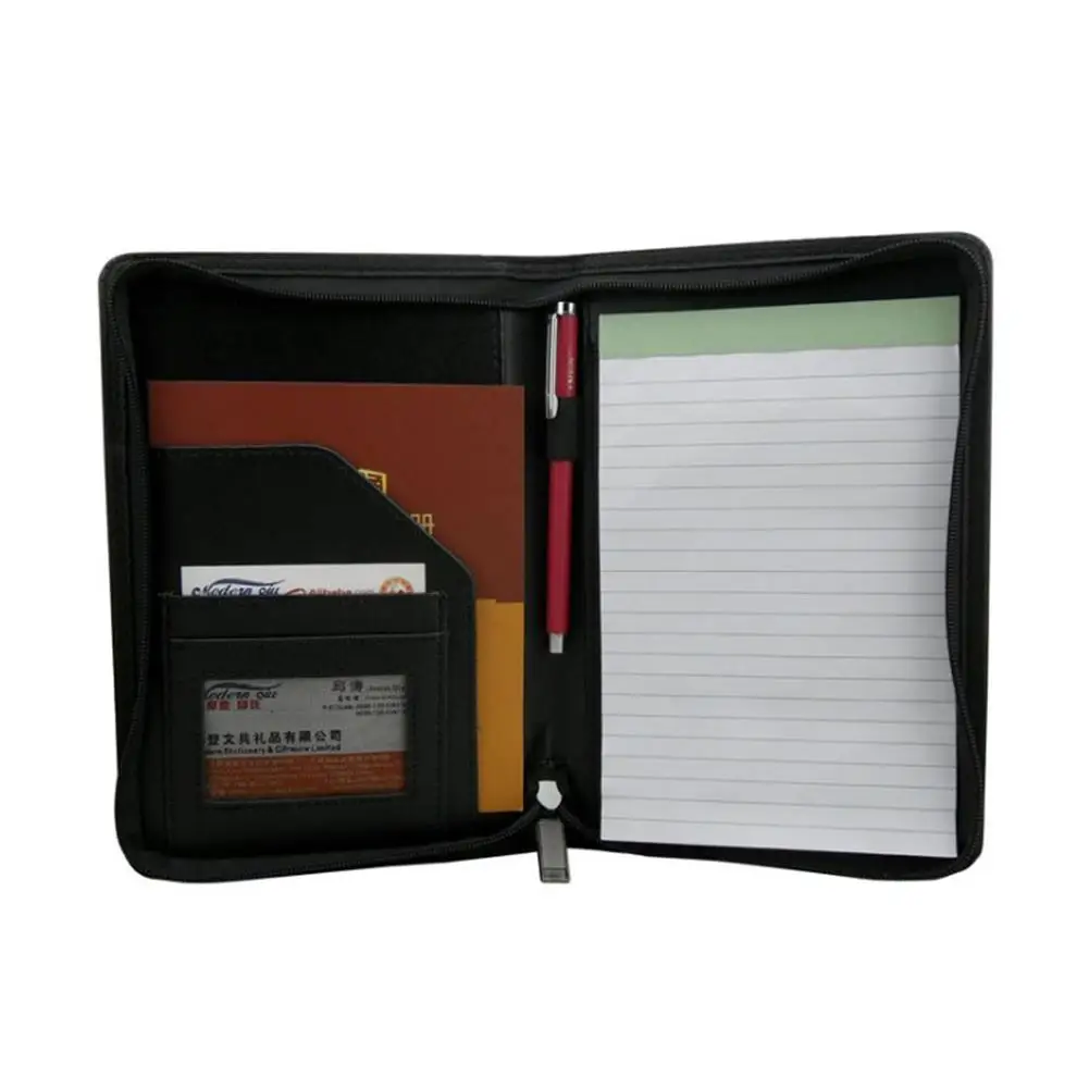 A5 PU Leather Folder Business Padfolio Manager Multi-function Office Organizer Planner Notebook School Office Meeting Folder