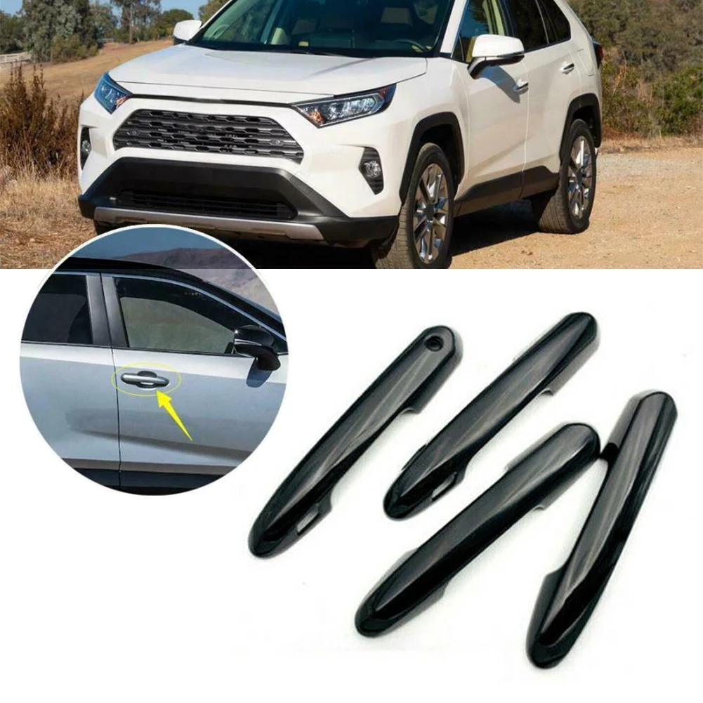 4Pcs Car Door Handles Cover Trim ABS Decoration For Toyota RAV4 2019 2020 RAV 4 ABS Plastic Black