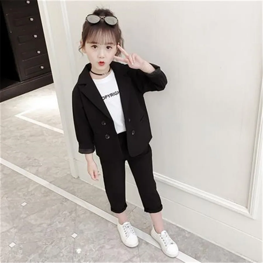 Autumn Teenage Children Girls Clothing Set Girls Suit  Jacket pants 2pcs School Kids Tracksuit for Girls Formal Clothes