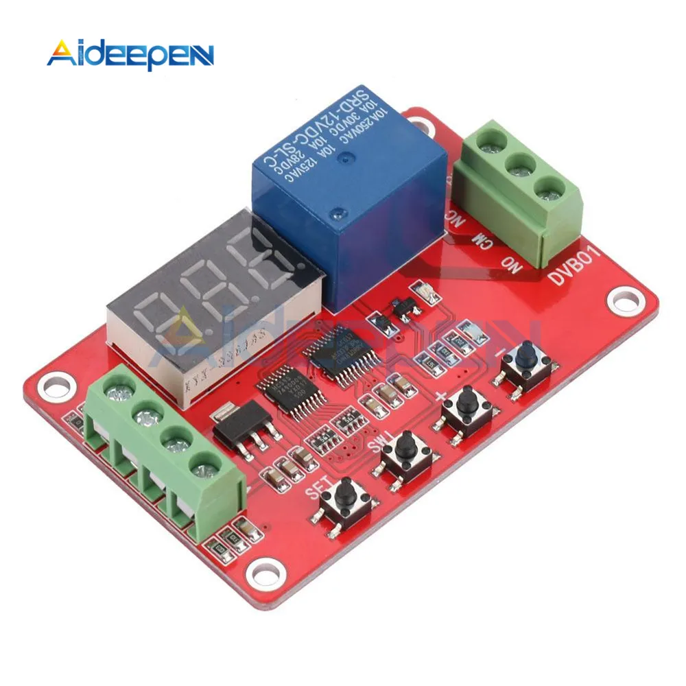 DC5V 12V 24V DVB01 Digital Voltage Comparator Voltmeter Microcontroller Voltage Charge/Discharge Monitor Controller 0-99.9 Delay