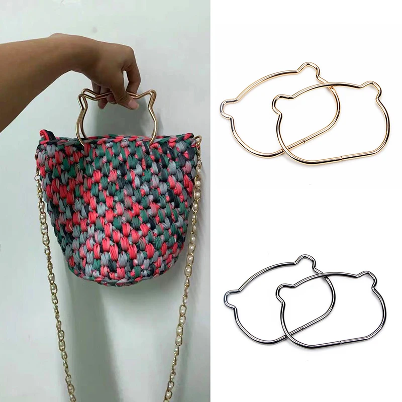 Cute Cat Ear Metal Bag Handles Replacement For DIY Shoulder Bags Making Women Casual Handbag Strap Bag Accessories Anse de sac