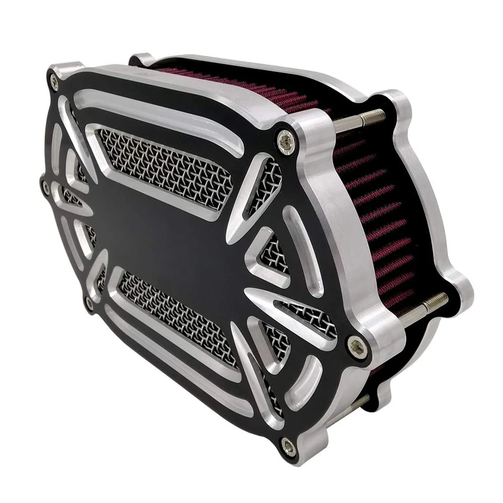 Luft Reiniger Intake Motorrad Filter Cnc Cut Kit Schwarz für Harley Dyna 00 - 17 Softail 00 - 15