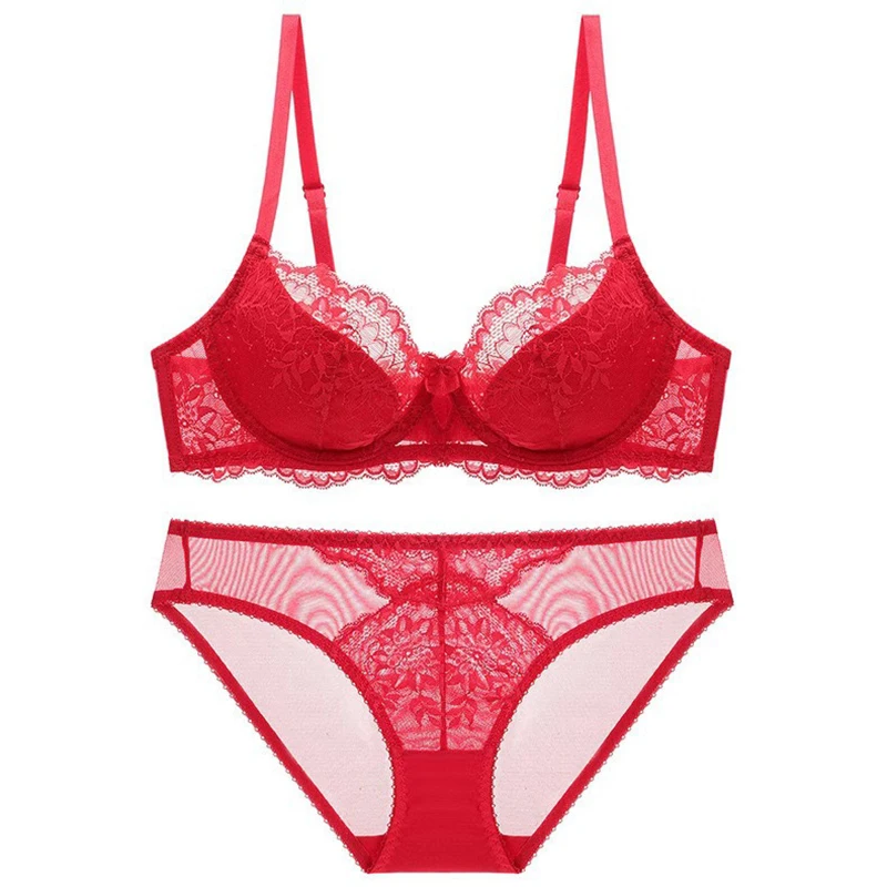 Nieuwe Bloemen Borduren Lace Bras En Panty Sets Voor Vrouwen Dunne Sexy Ondergoed Set Push Up Bras Roze Lingerie Plus size Abcd E