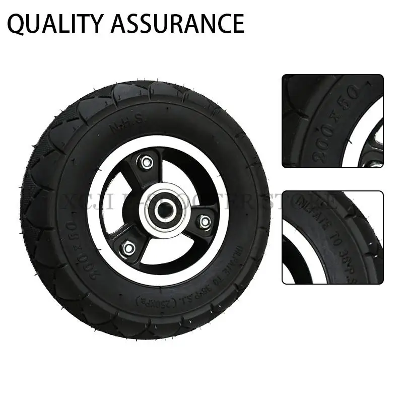 200 X 50 (8x2) Solid Filled Wheel  *  Scooter Wheelchair Tyre with Hub for E100 E125 E 