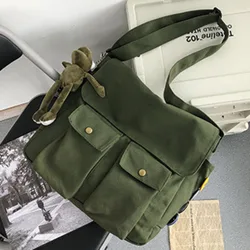 Thickened Canvas Shoulder Bag Student Postman Female Wear-resistant Canvas Bag Crossbody Bags Japanese-style Handbags For Women