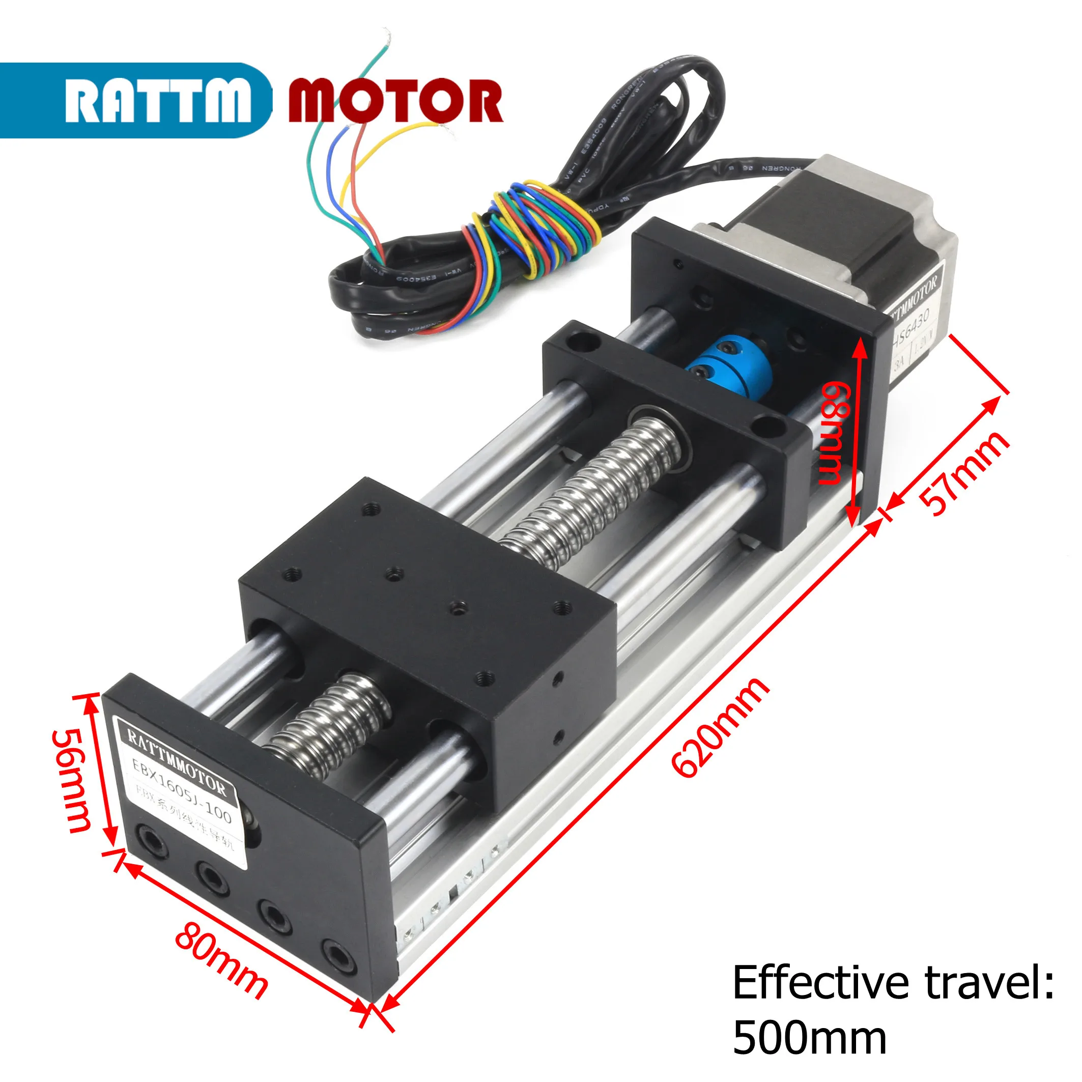 Effective Stroke 500mm CNC Linear Guide Stage Rail Motion Slide Table SFU1605 Ball Screw Customizable in size