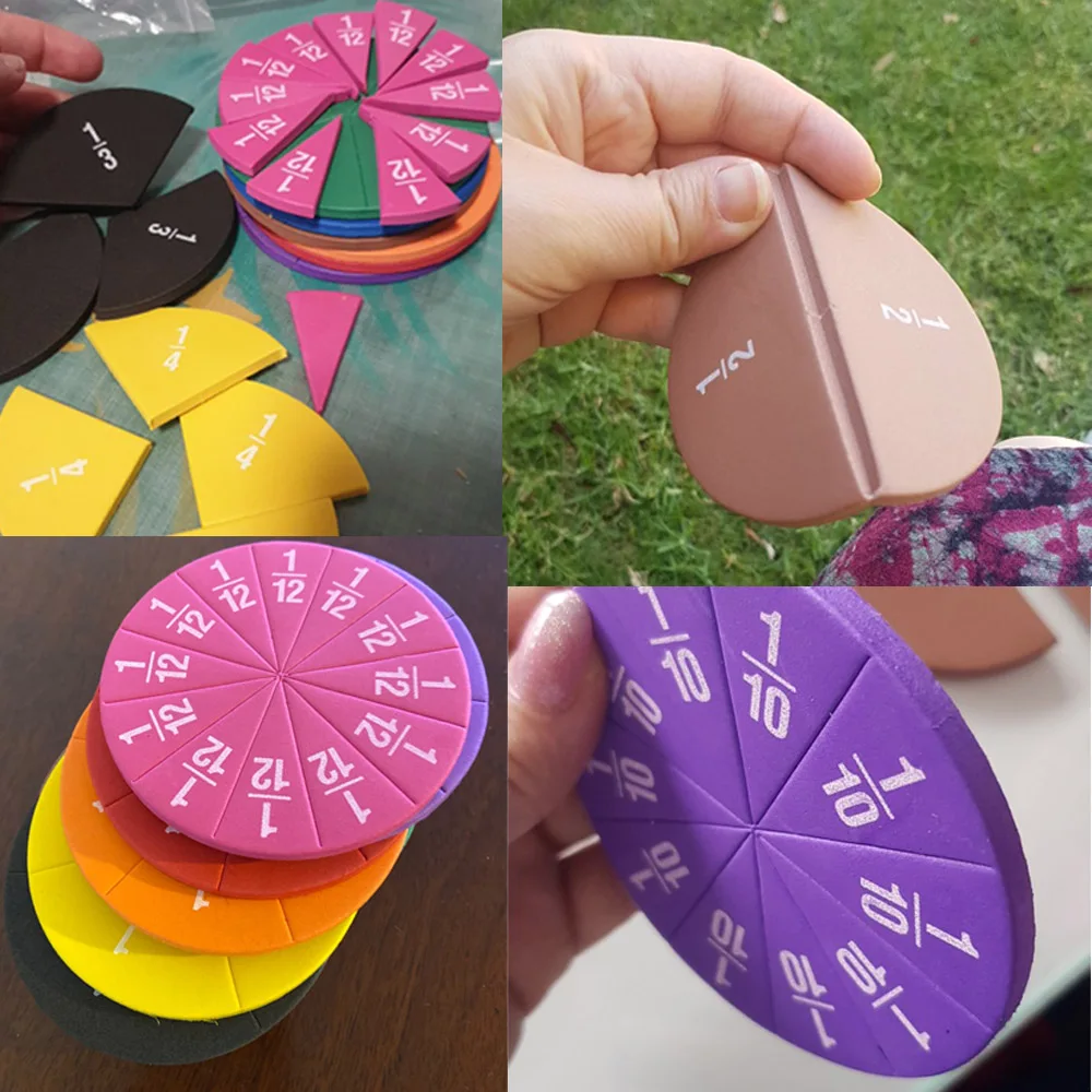 51Pcs EVA Round Shaped Fractions Instrument Montessori Math Educational Toys Math Teaching Gifts Student Learning Tool