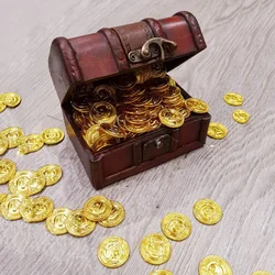 100 sztuk Pirate złote monety Halloween z tworzywa sztucznego fałszywy złoty Halloween boże narodzenie dekoracje dla domu dzieci za grę treasure dostaw