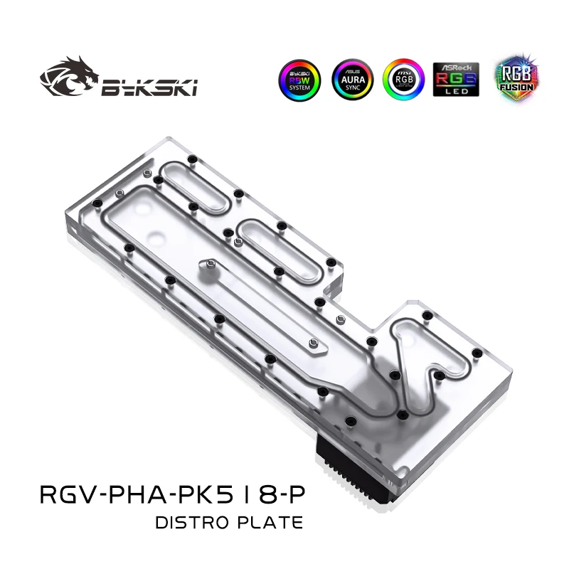 BYKSKI Acrylic Board Water Channel Solution use for Phanteks PK518(Evolv X) case / CPU GPU Block / 3PIN RGB / acrylic Reservoir