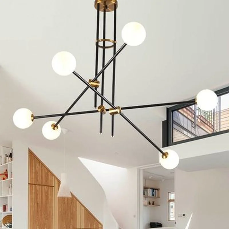 

Guest room study glass ball molecules pendant lamp post-modern simple American magic beans long pipe pendant light