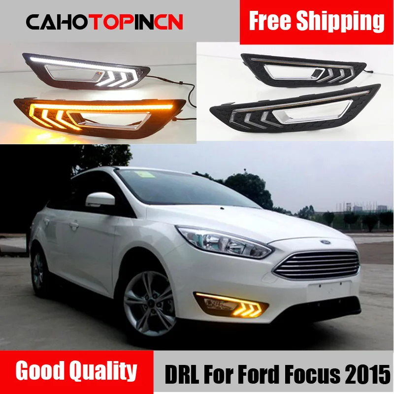 2PCS For Ford Focus 4 mk3 2015 2016 2017 2018 Turn signal and dimming style Relay 12V LED Car DRL daytime running light Fog lamp