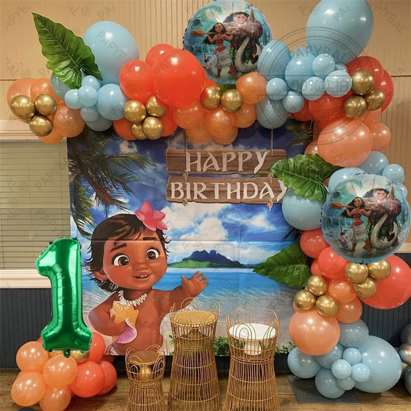 

1Set Disney Moana Party Balloons Garland Arch Kit 32inch Green Number Foil Ballons For Kids Birthday Decors Baby Shower Globos