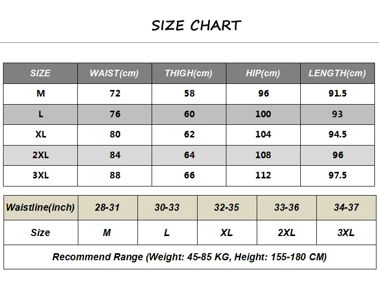 Manufacturer size chart