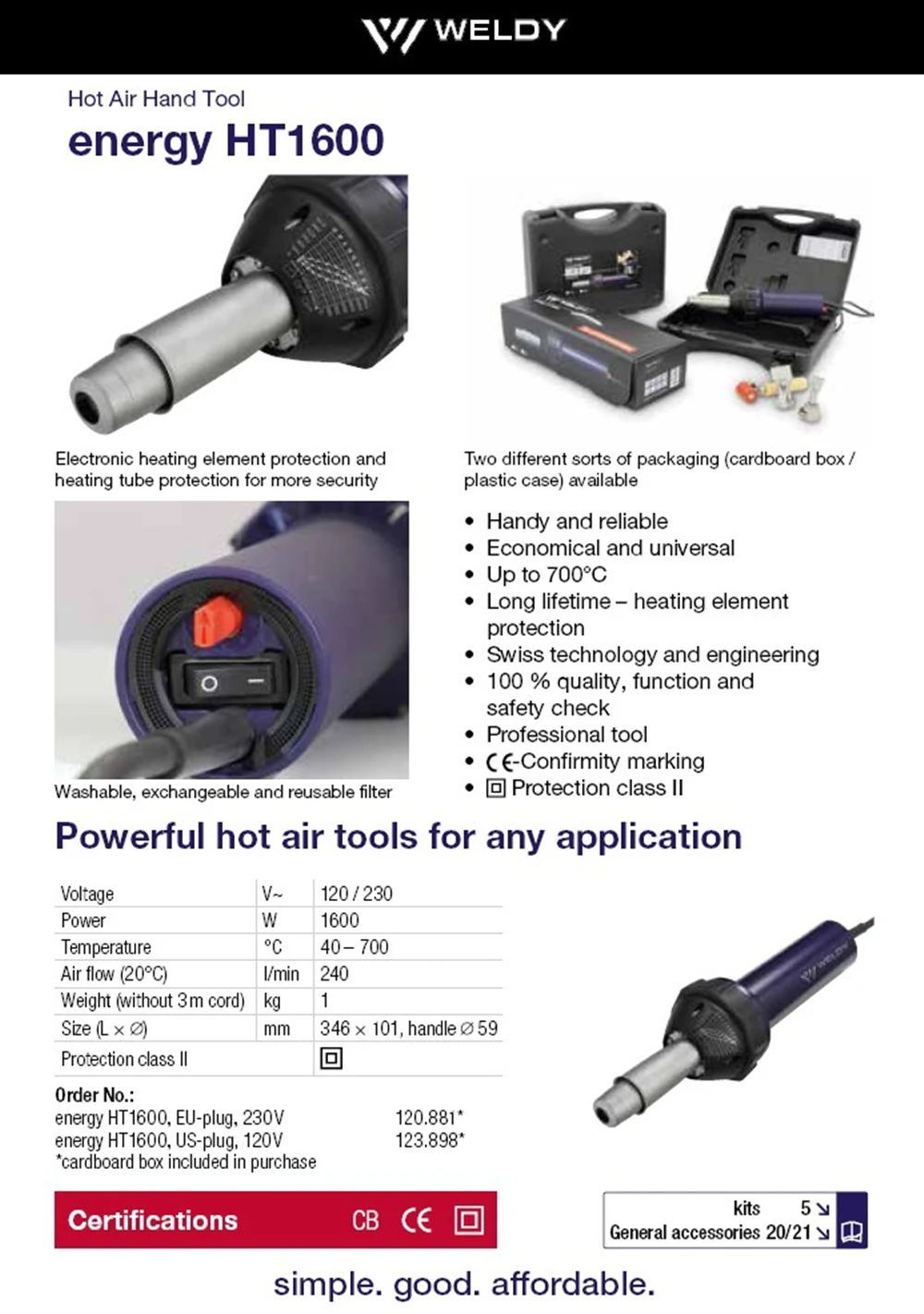 WELDY 1600W Hot Air Gun Heating Gun Plastic Welding Gun From Swiss Technology And Engineering PVC TPO Membranes Welding