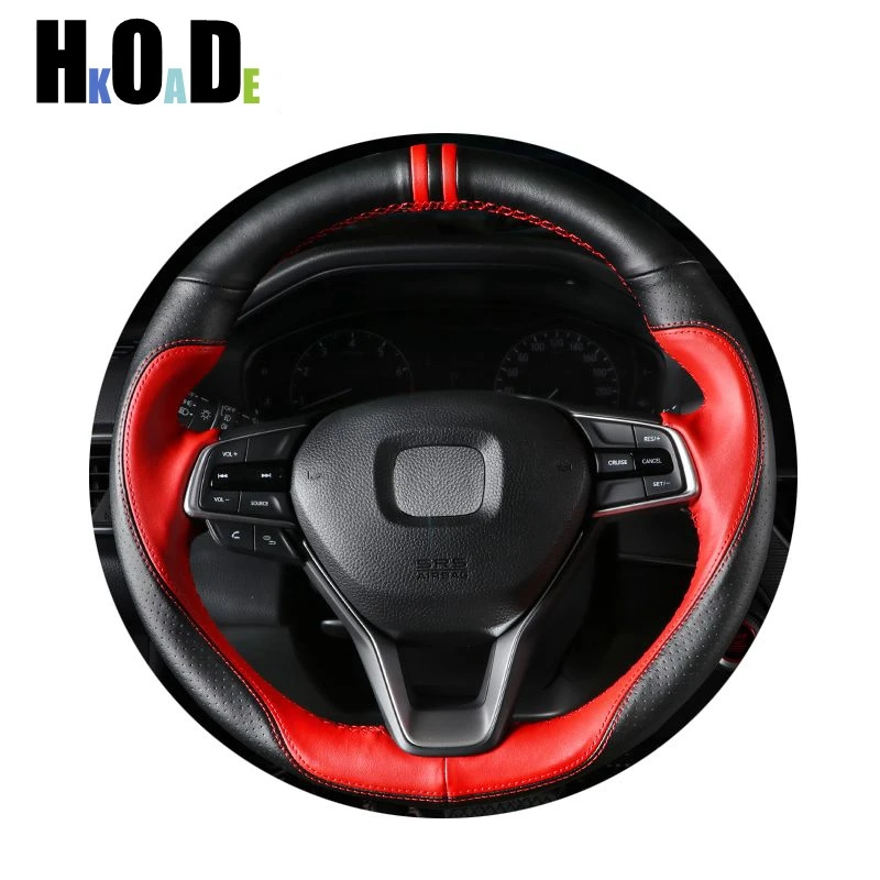 Black Genuine Leather DIY Steering wheel cover For Honda Accord 10 2018 2019