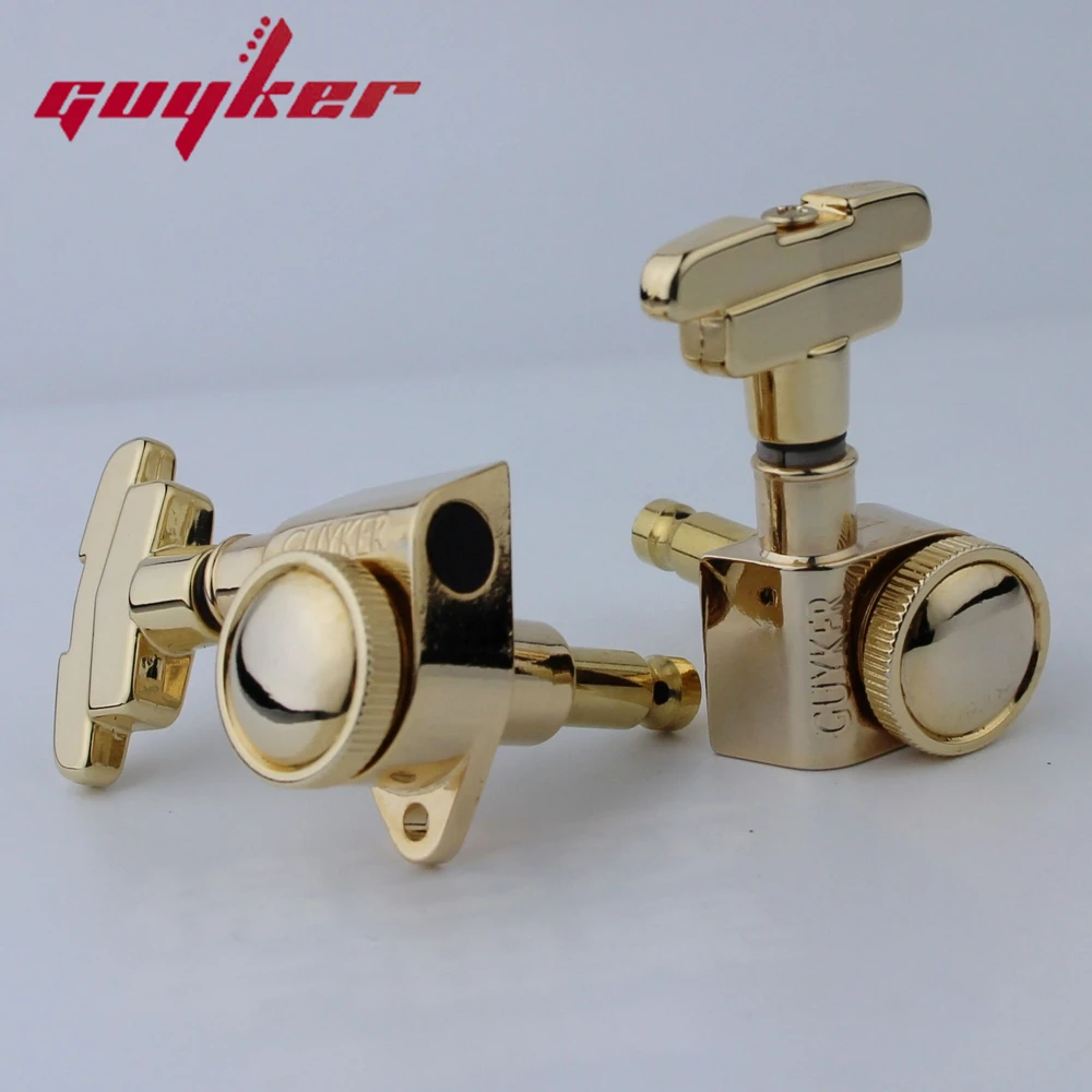 GUYKER 3R3L Gold Guitar Tuning Pegs Lock String Tuner Machine Heads Art Deco Rotomatic Imperial Style Head