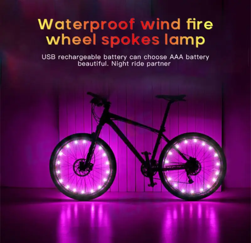 20 LEDs Bicycle Light Wheel Rim Spoke Clip Tube Safety Warning Light Cycling Strip Reflective Reflector Bike Bicycle Accessories